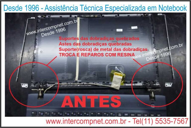 Ao abrir e fechar a tampa, com o tempo os suportes internos vão trincando, rachando.